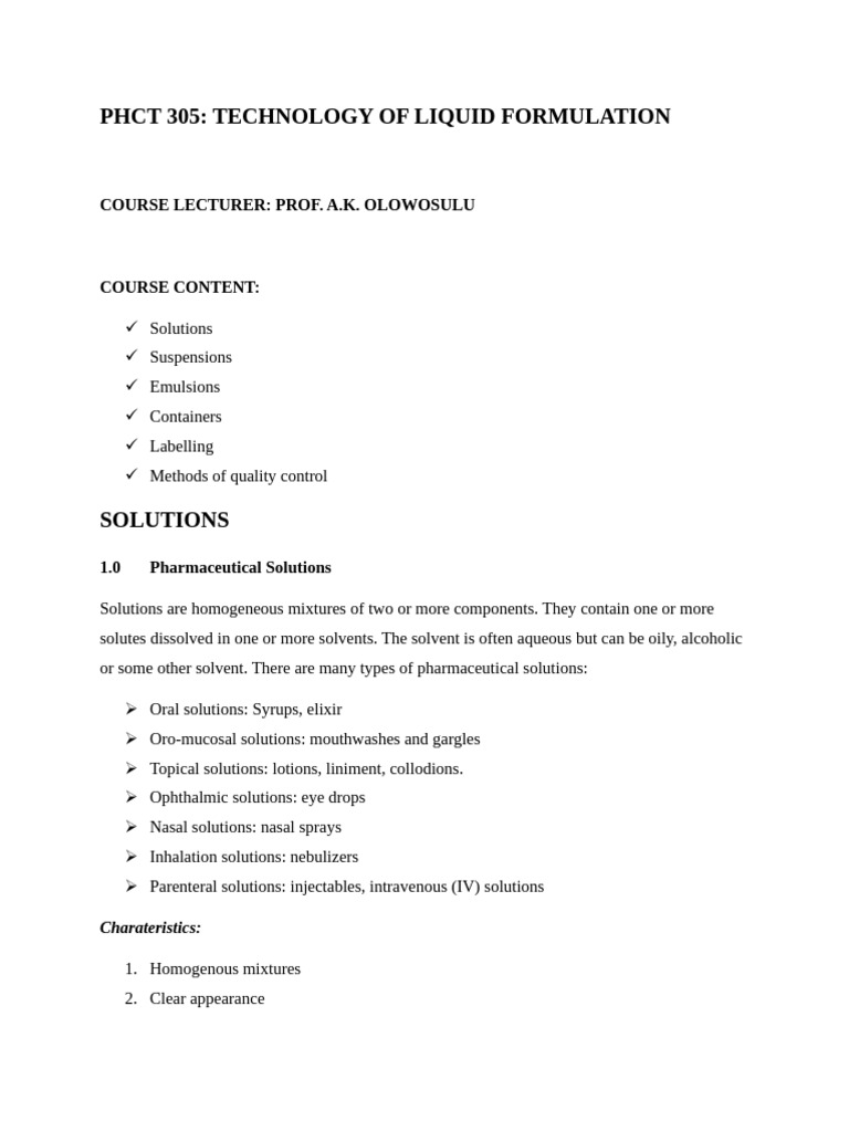 Liquid Formulation Technology Overview | PDF