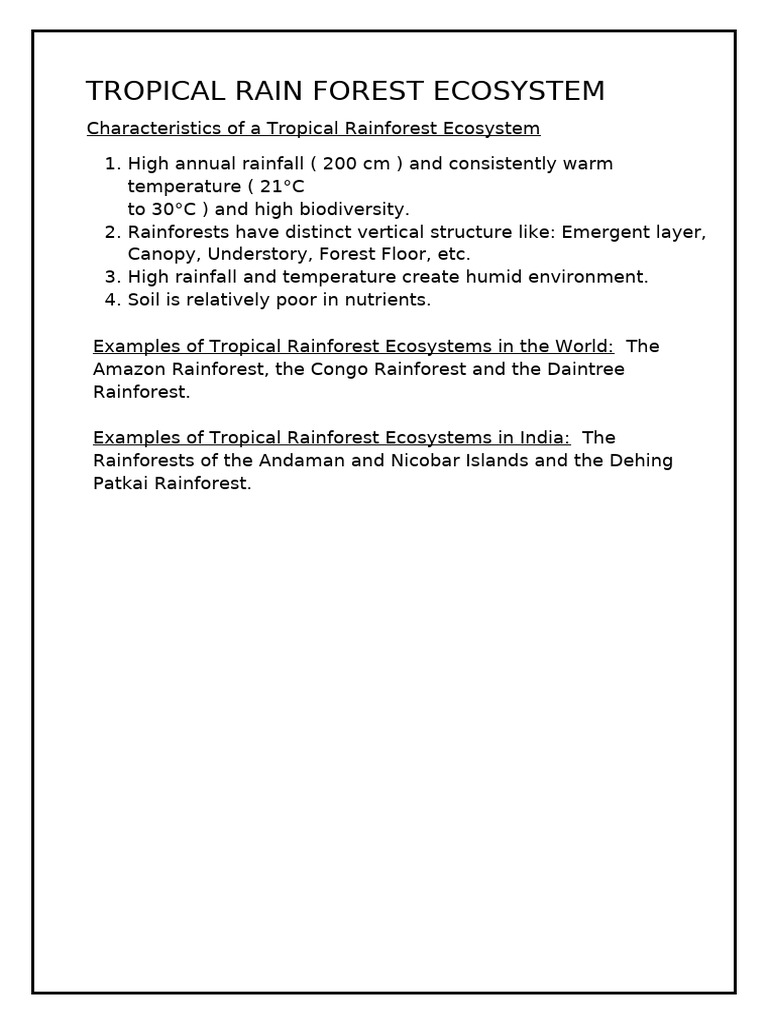 Tropical Rain Forest Ecosystem1 | PDF | Rainforest | Grassland