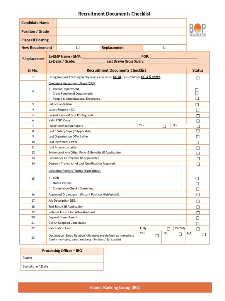 Recruitment Checklist Revised - 2023 (Region) - 19.10.23 | PDF ...