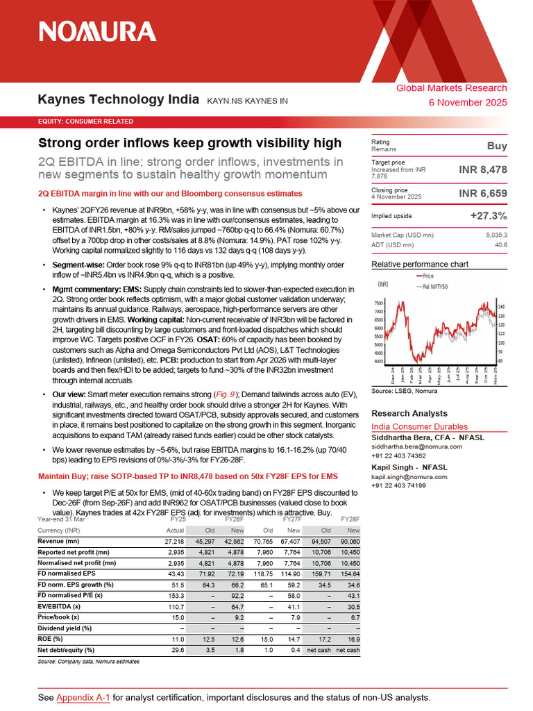 Nomura Sees 27% UPSIDE in Kaynes Technology India Strong Order Inflows ...