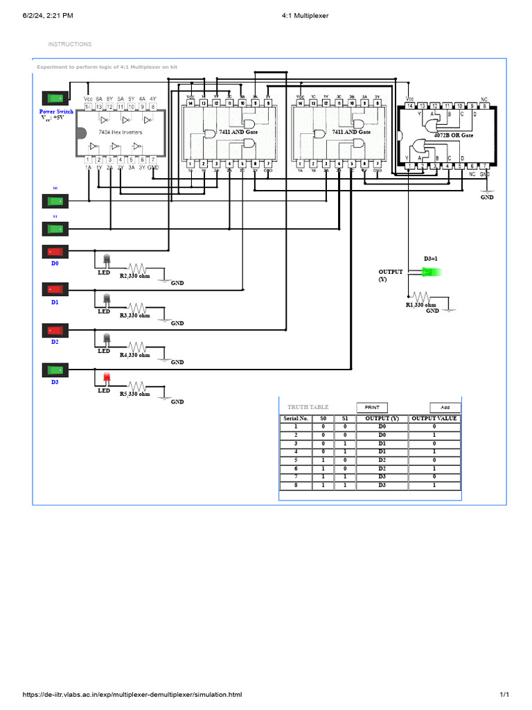 4x1 Multiplexer Simulation | PDF | Digital Electronics | Computer ...