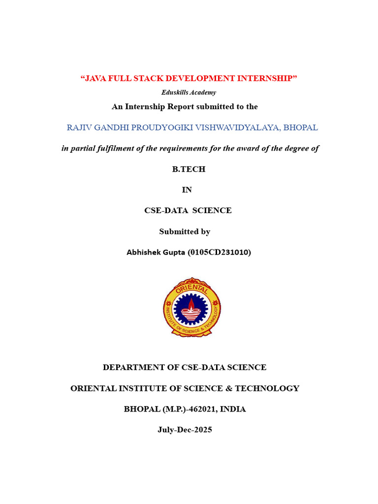 Java Full Stack Internship Report | PDF | Databases | Java (Programming ...