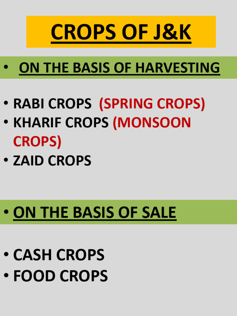 Key Crops of Jammu & Kashmir Overview | PDF