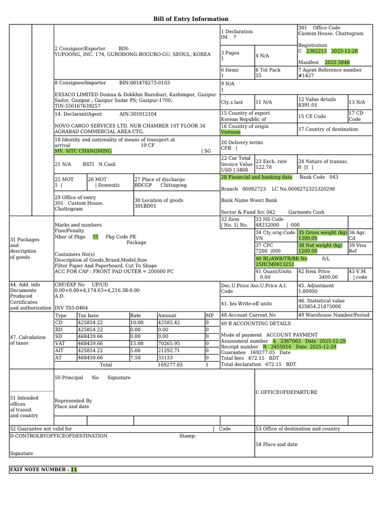 Bill of Entry for Import Shipment | PDF | Business | Payments