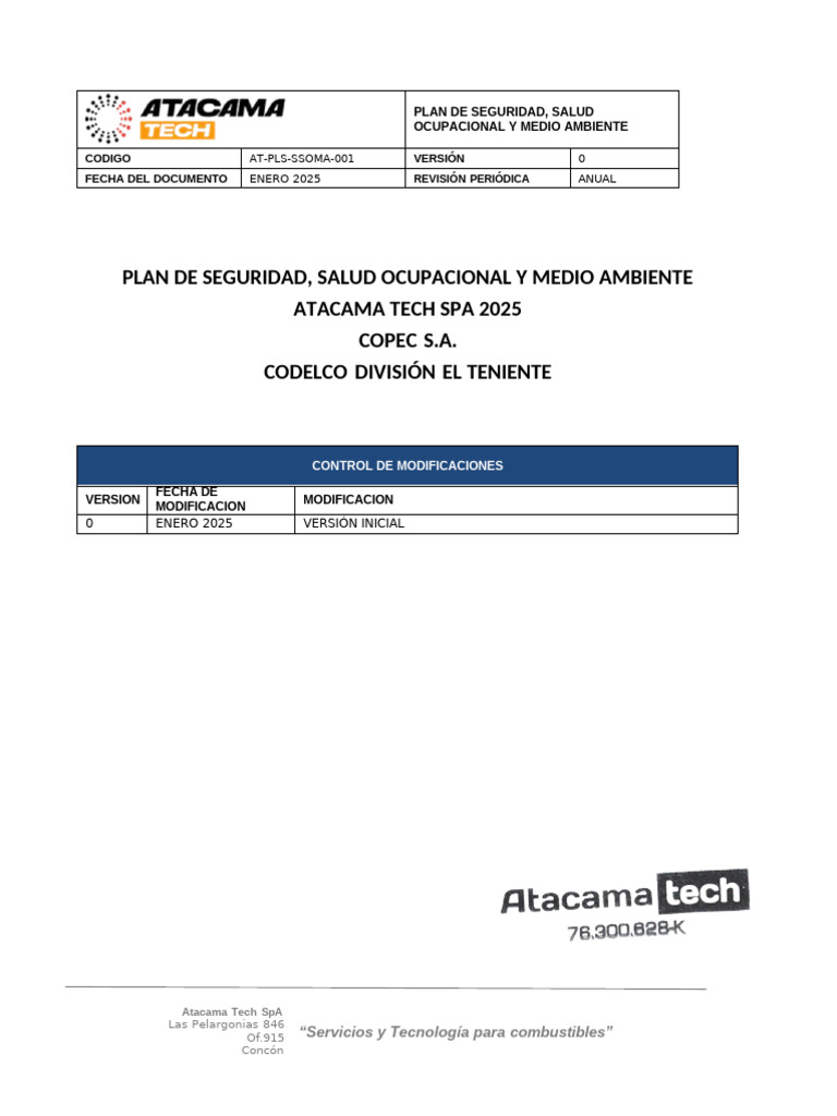 Plan de Seguridad y Salud Ocupacional 2025 | PDF | Seguridad y salud ...