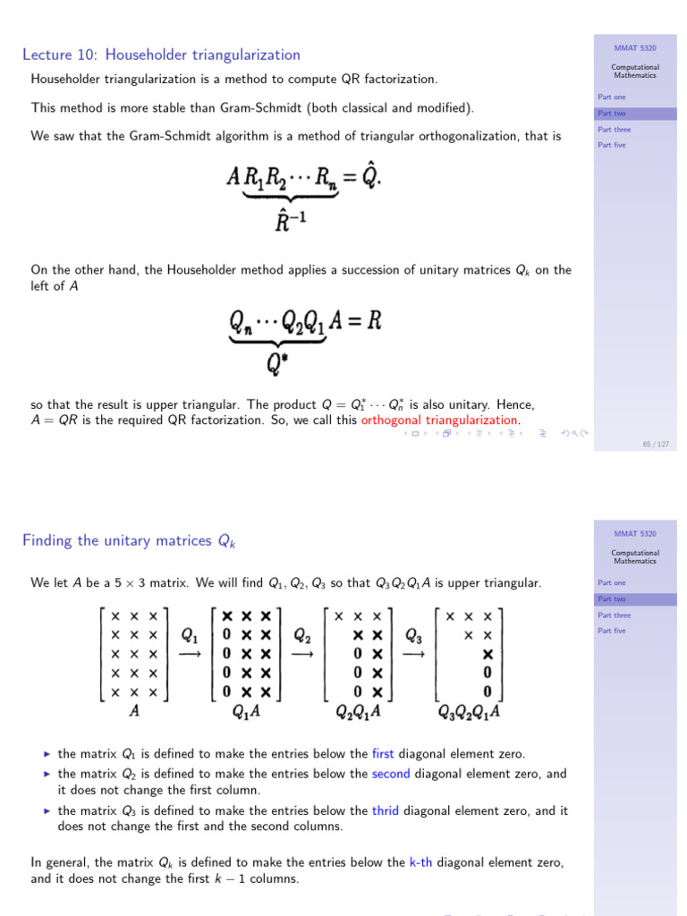 Householder Triangularization Method | PDF | Matrix (Mathematics ...