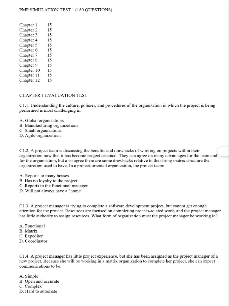 20221205 PMP Simulation Test 1 | PDF