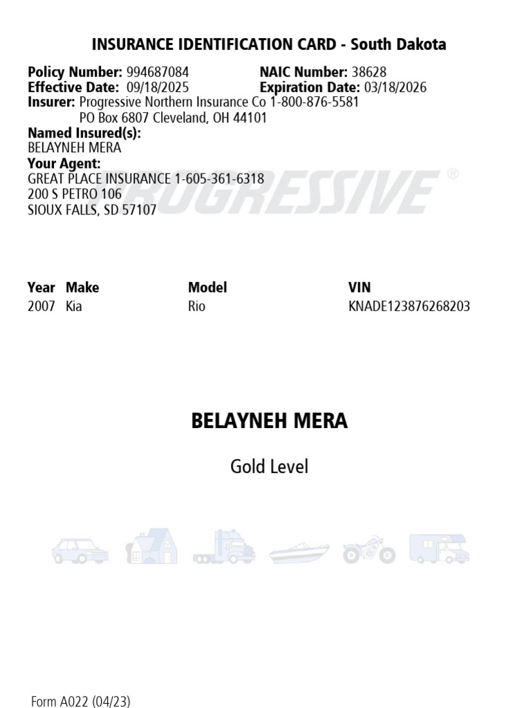 P GR Insurance Id Card Auto | PDF