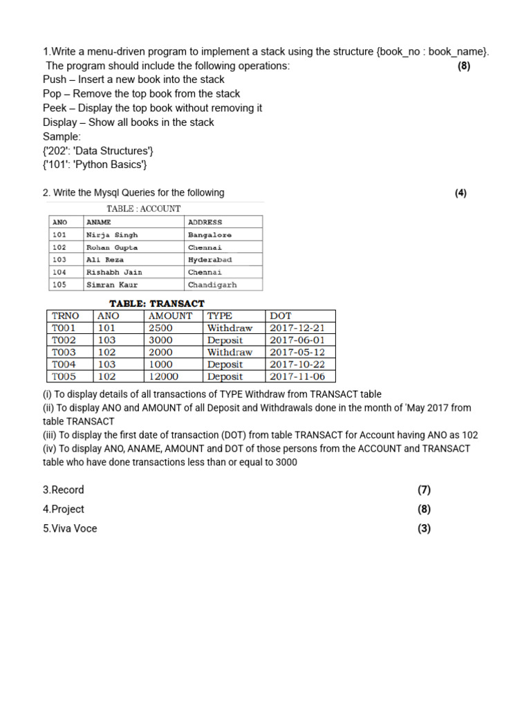 Python Programs and SQL Queries Guide | PDF | Data Management ...