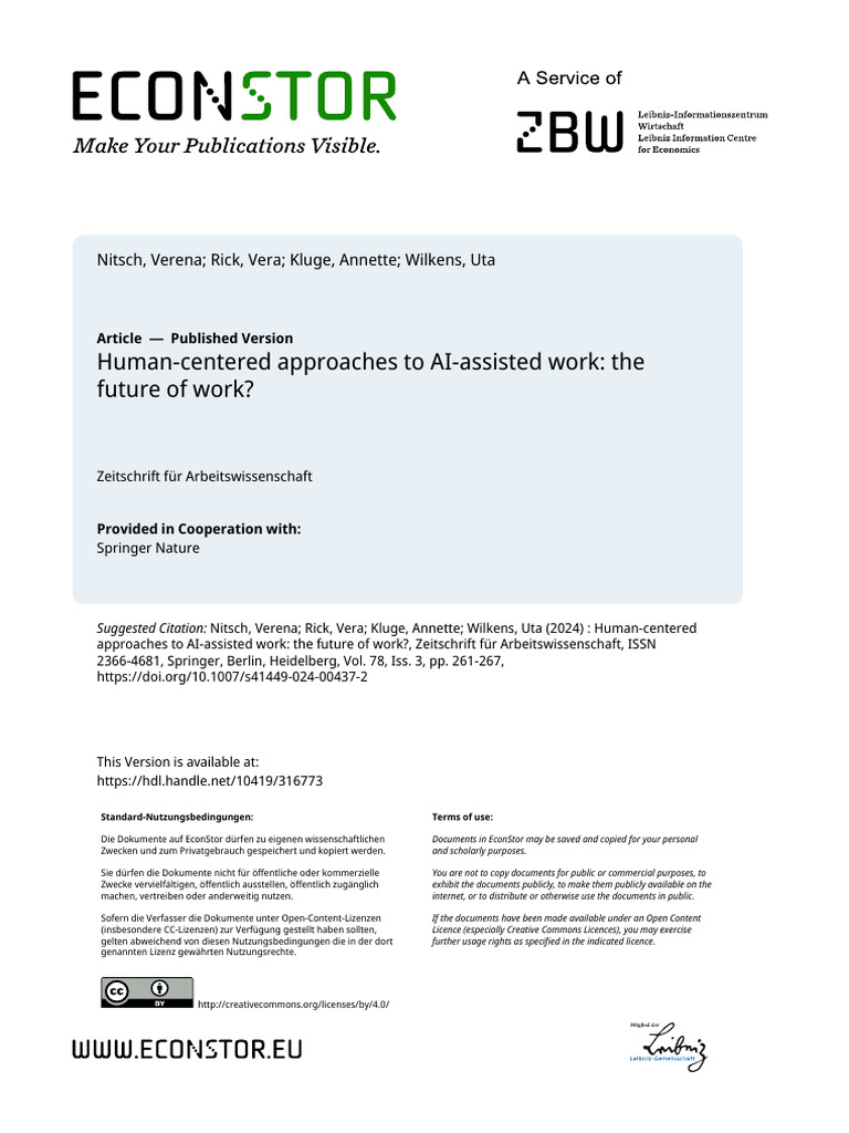 Human-Centered AI in Future Work | PDF | Artificial Intelligence ...