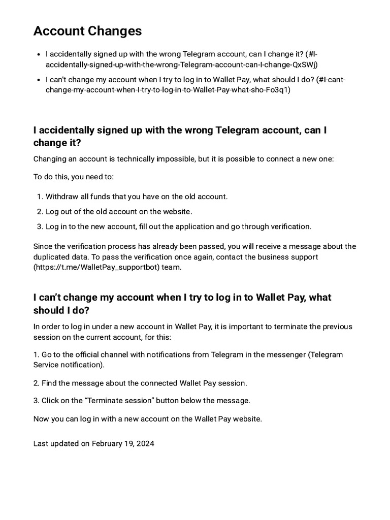Account Changes - Wallet en | PDF