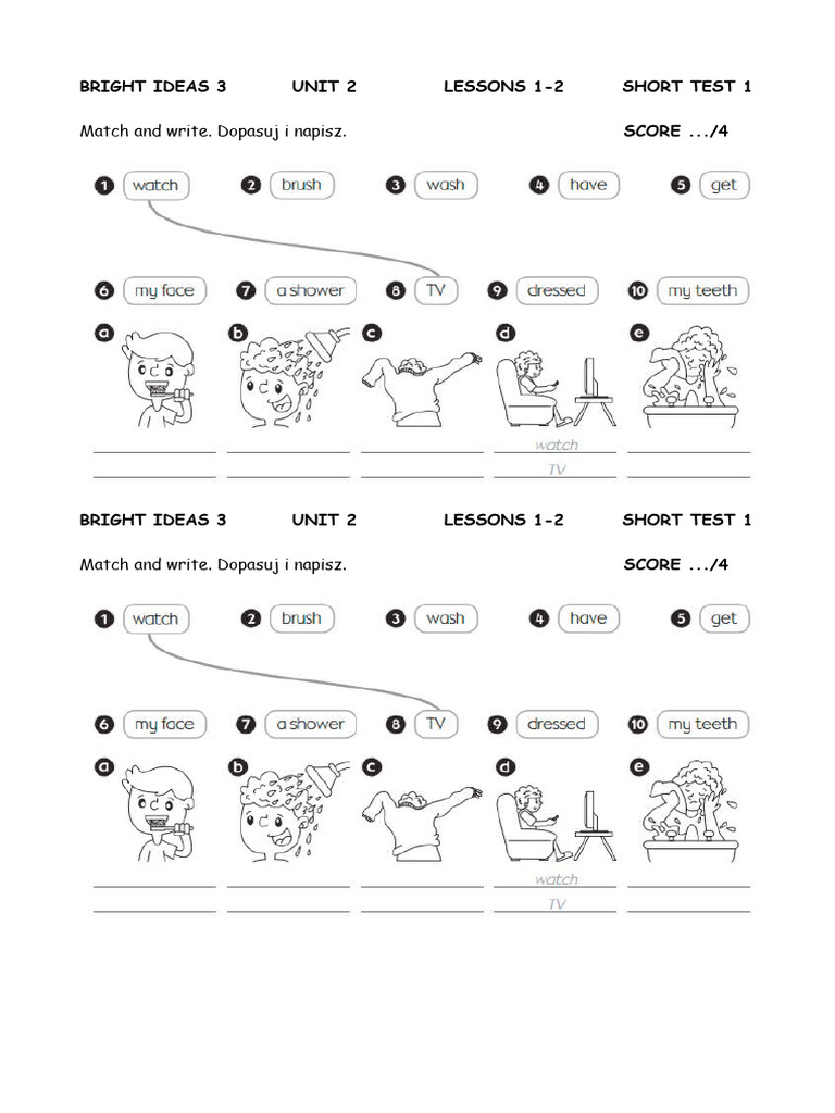 Bright Ideas 3 Unit 2 Short Tests | PDF