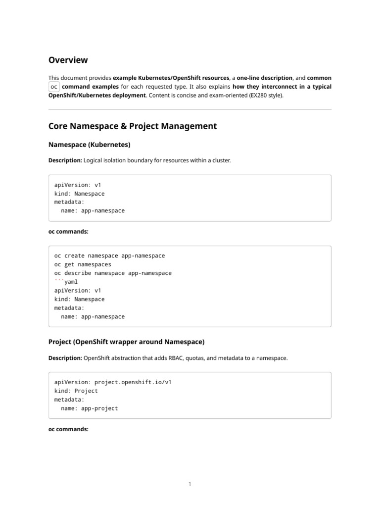 Kubernetes/OpenShift Resource Guide | PDF | Computing | Software ...
