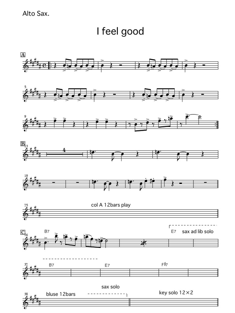 I Feel Good (Alto Sax)