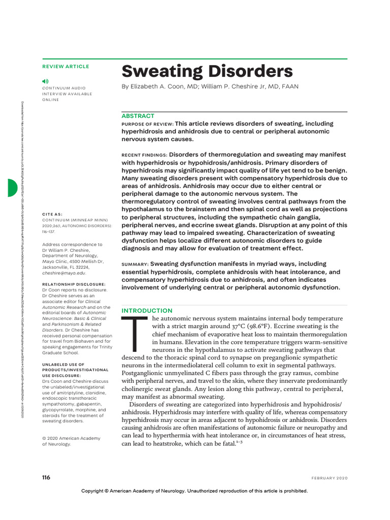 Understanding Sweating Disorders | PDF | Perspiration | Autonomic ...