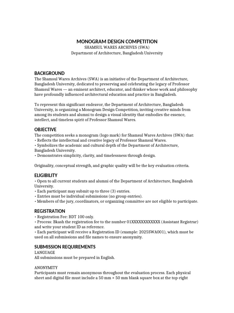 Monogram Design Contest for SWA | PDF