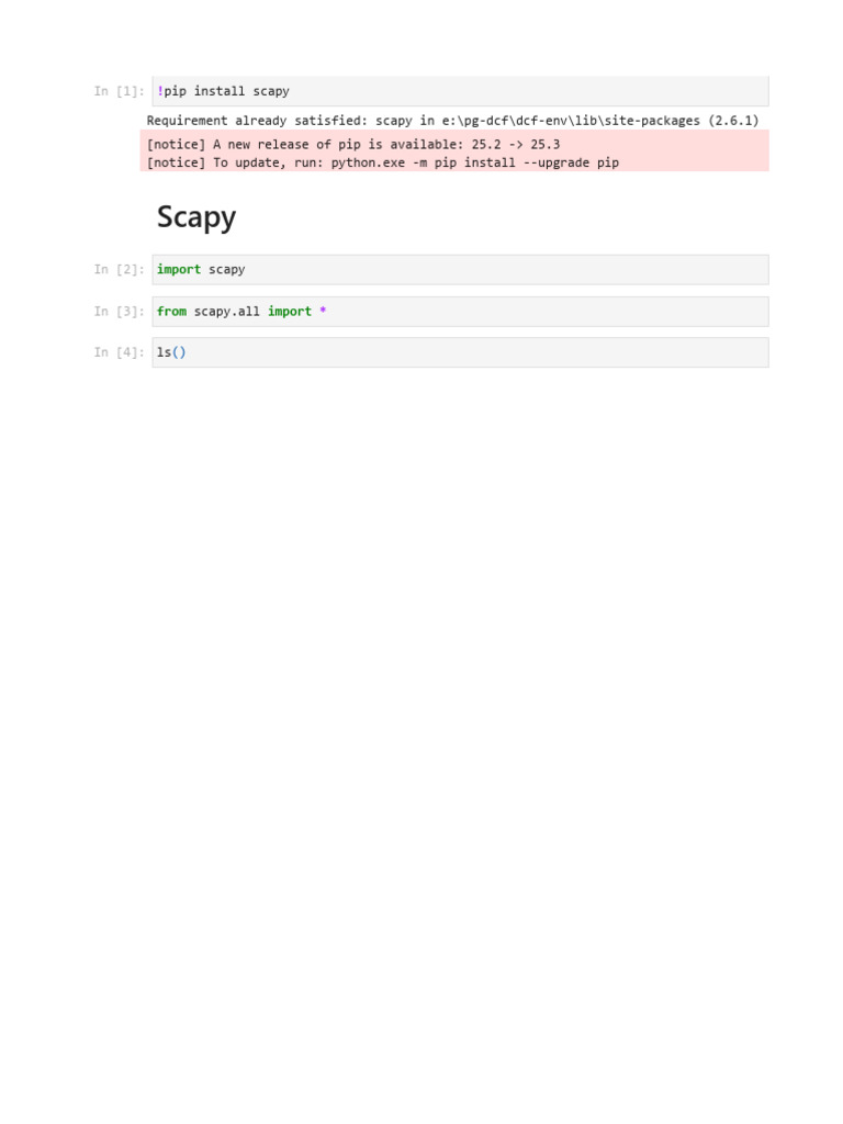 Scapy Packet Analysis and Commands | PDF | Internet Protocols | I Pv6