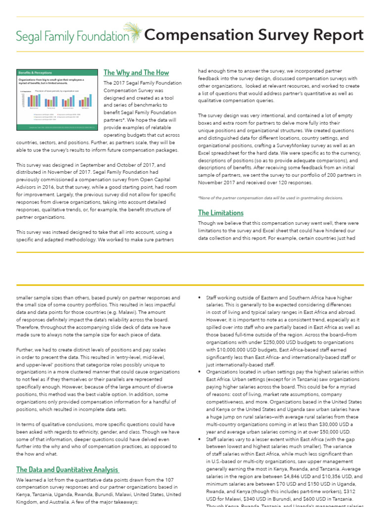 2017 Segal Family Foundation Compensation Survey | PDF | Cost Of Living ...