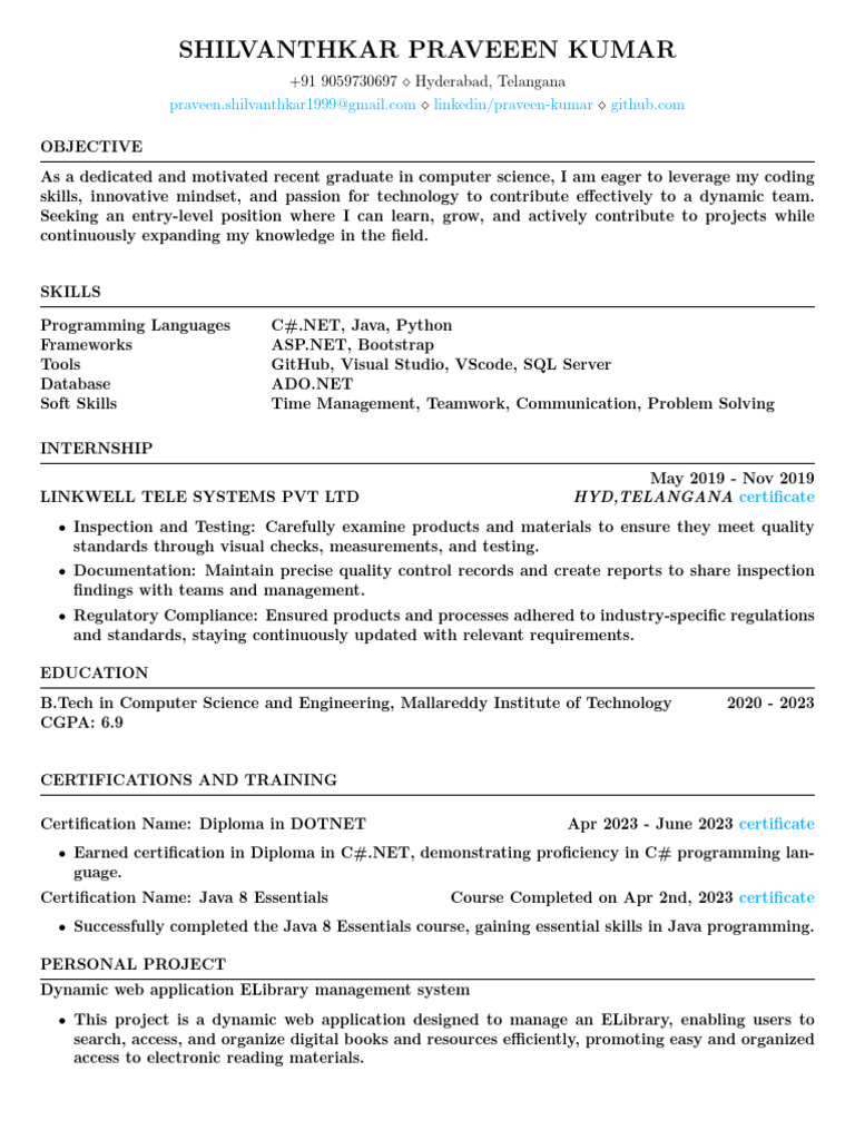 Computer Science Graduate Resume | PDF | Artificial Intelligence ...