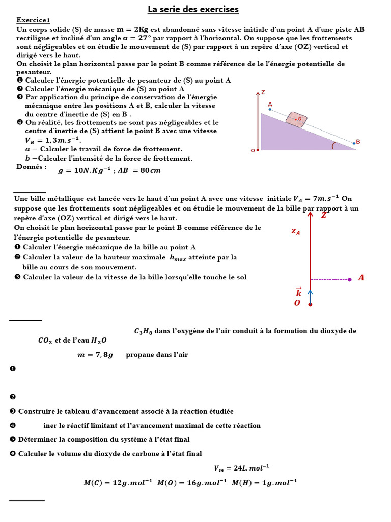 Exercices de chimie sur les réactions chimiques | PDF | Réactions ...