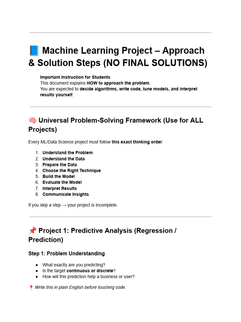 Machine Learning Project Guidelines | PDF | Machine Learning | Cluster ...