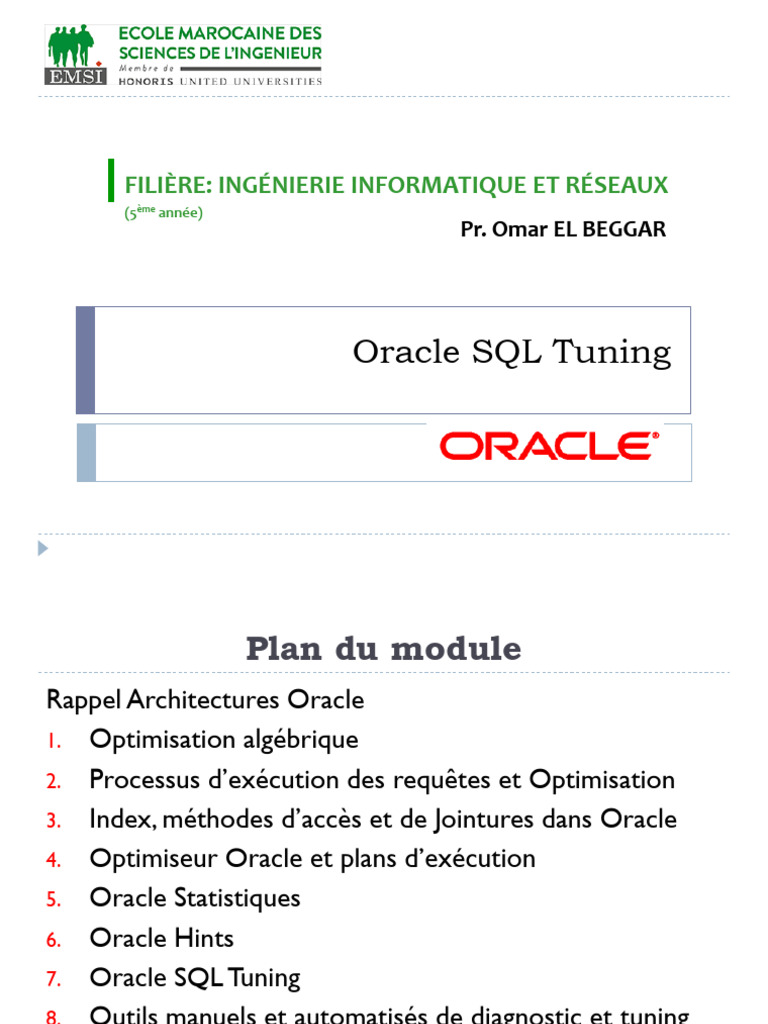 Optimisation SQL avec Oracle Tuning | PDF | Index de base de données ...