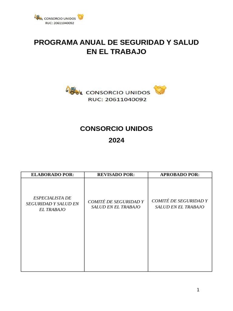 Programa Anual de Seguridad 2024 | PDF | Seguridad y salud ocupacional ...