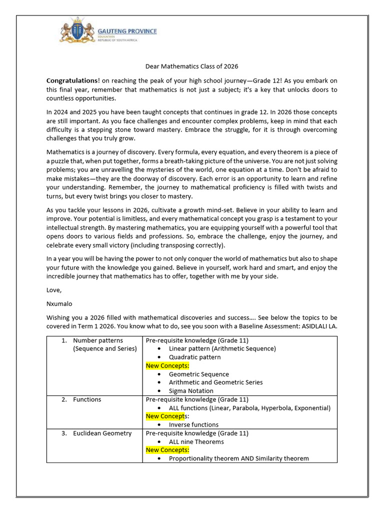 Grade 12 Math Journey: Embrace Challenges | PDF | Mathematics | Geometry