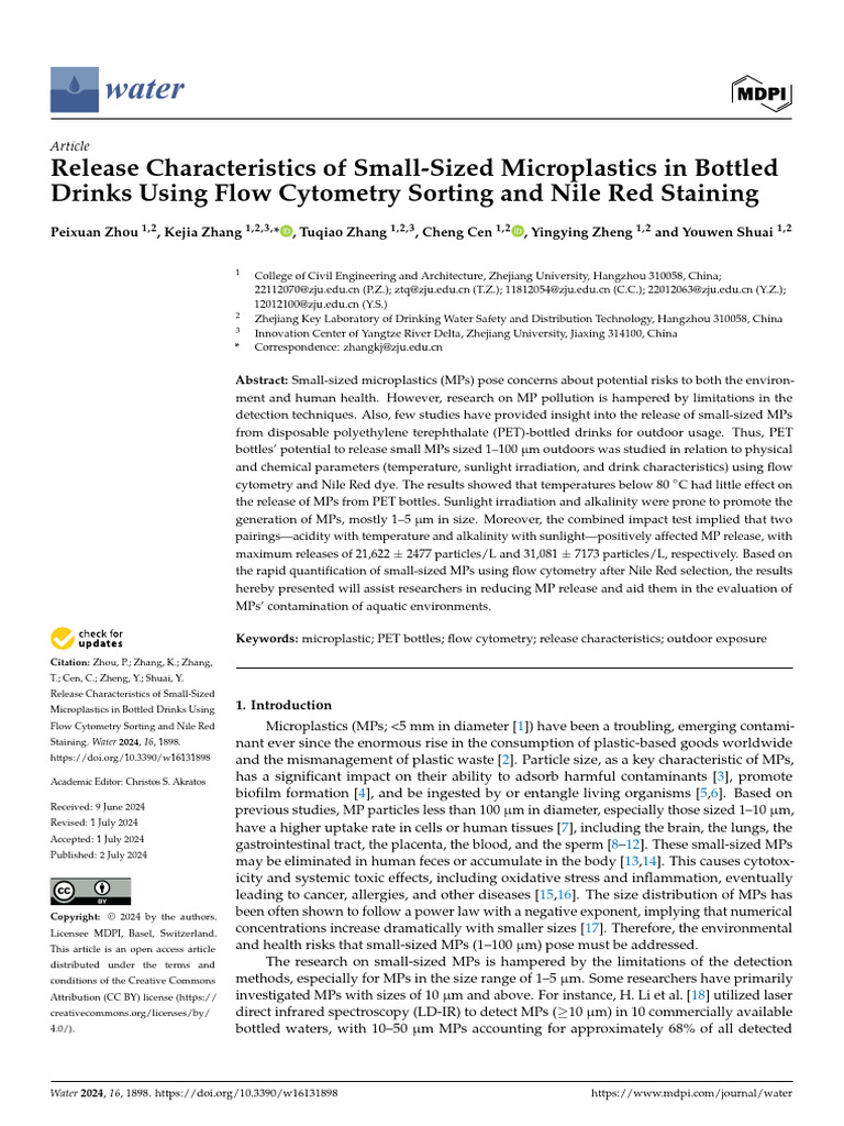 Microplastics Release in Bottled Drinks | PDF | Temperature | Heat