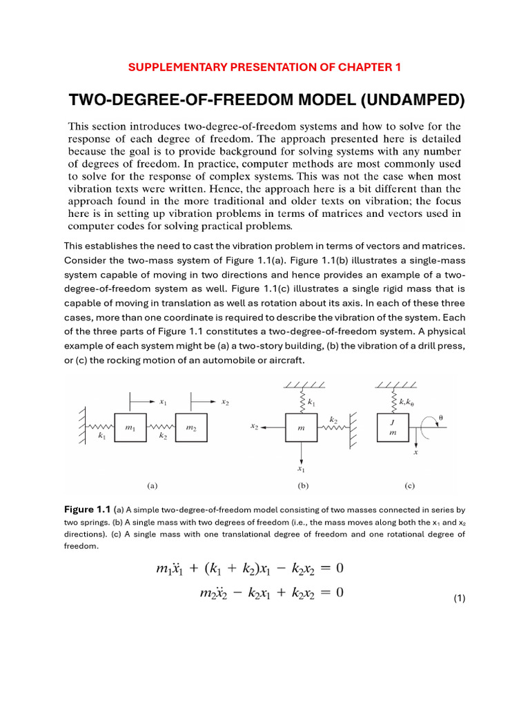 Two-Degree-of-Freedom Vibration Analysis | PDF | Matrix (Mathematics ...