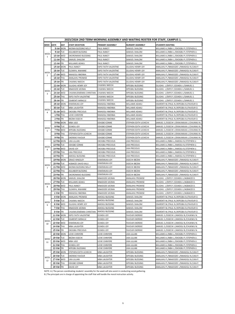 2023/2024 Staff Assembly Roster | PDF