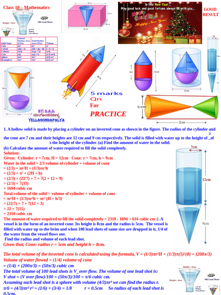 Volume and Surface Area Calculations | PDF | Sphere | Area