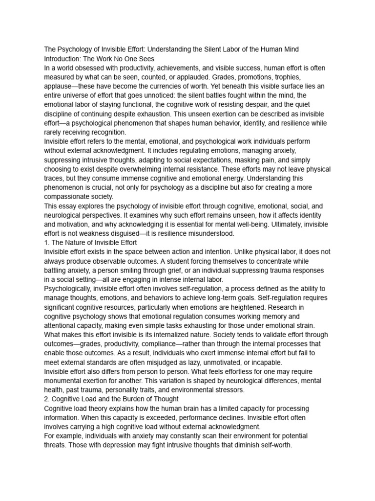 The Hidden Labor of the Mind | PDF | Psychological Trauma | Emotions