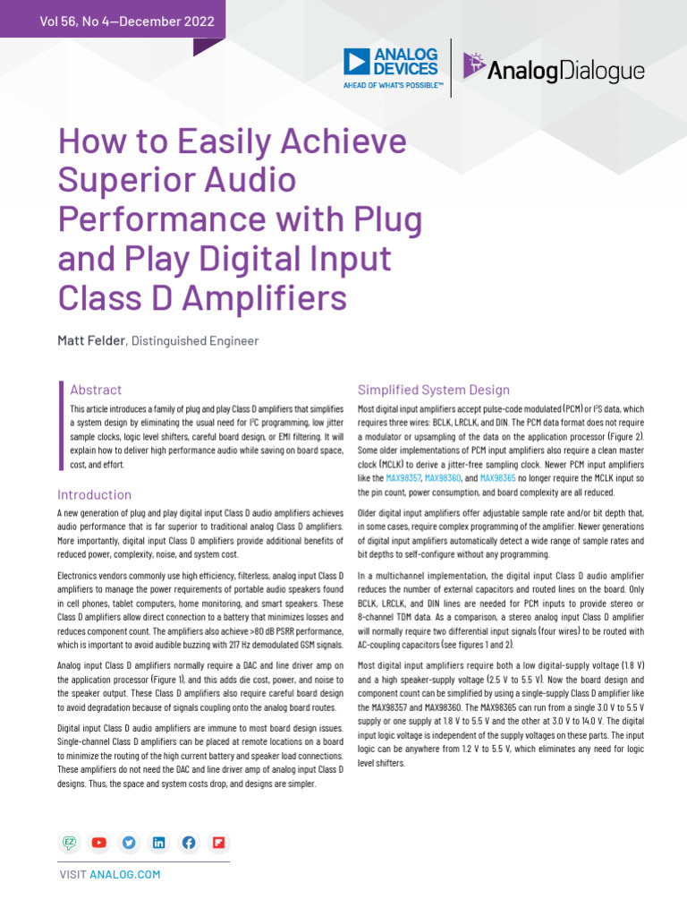 EE How To Achieve Superior Audio Performance With Digital Input Class D ...