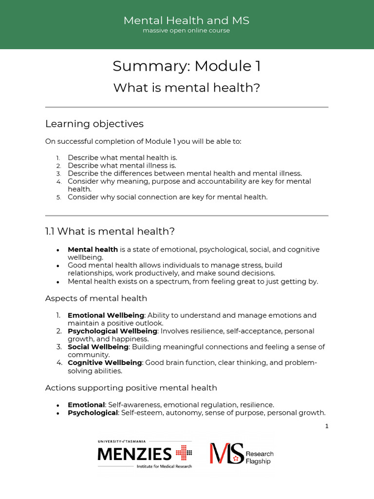 Understanding Mental Health and MS | PDF | Mental Health ...