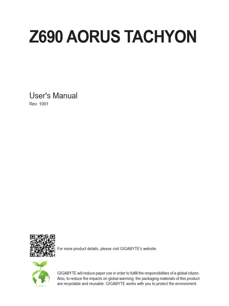 Mb Manual z690-Aorus-tachyon 1001 e 230331 | PDF | Usb | Bios