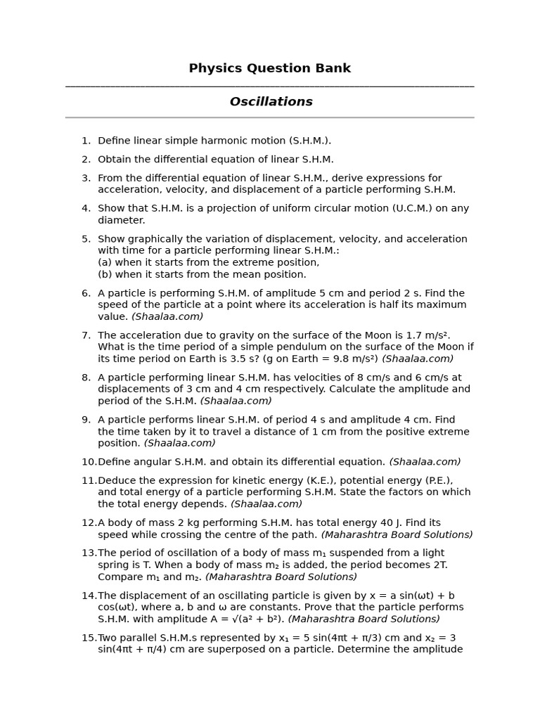 Comprehensive Physics Question Bank | PDF