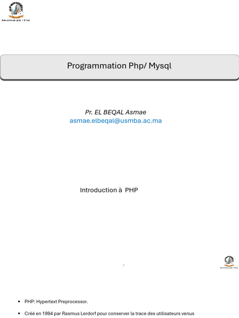 Introduction à PHP et MySQL | PDF | PHP | Internet
