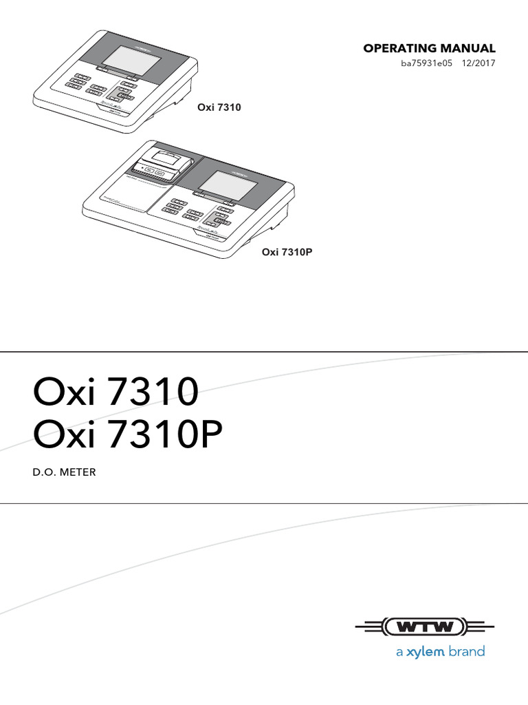 Oxi 7310 D.O. Meter Operating Manual | PDF | Menu (Computing) | Calibration