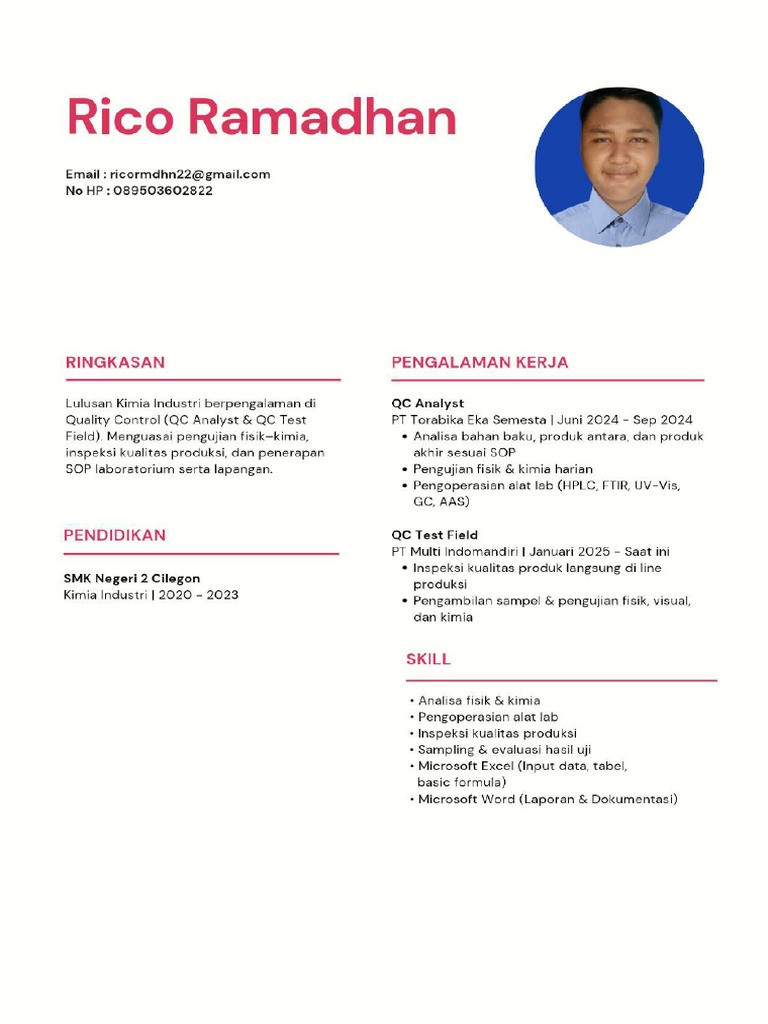 CV Rico Ramadhan | PDF