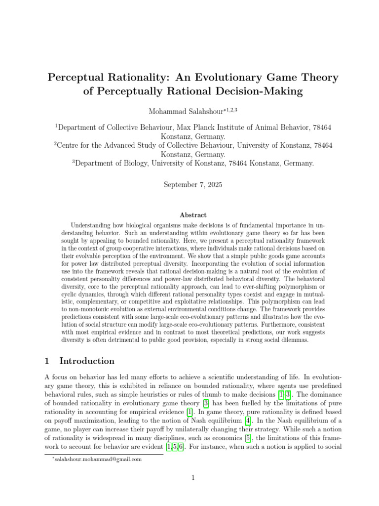 Perceptual Rationality in Decision-Making | PDF | Rationality | Game Theory