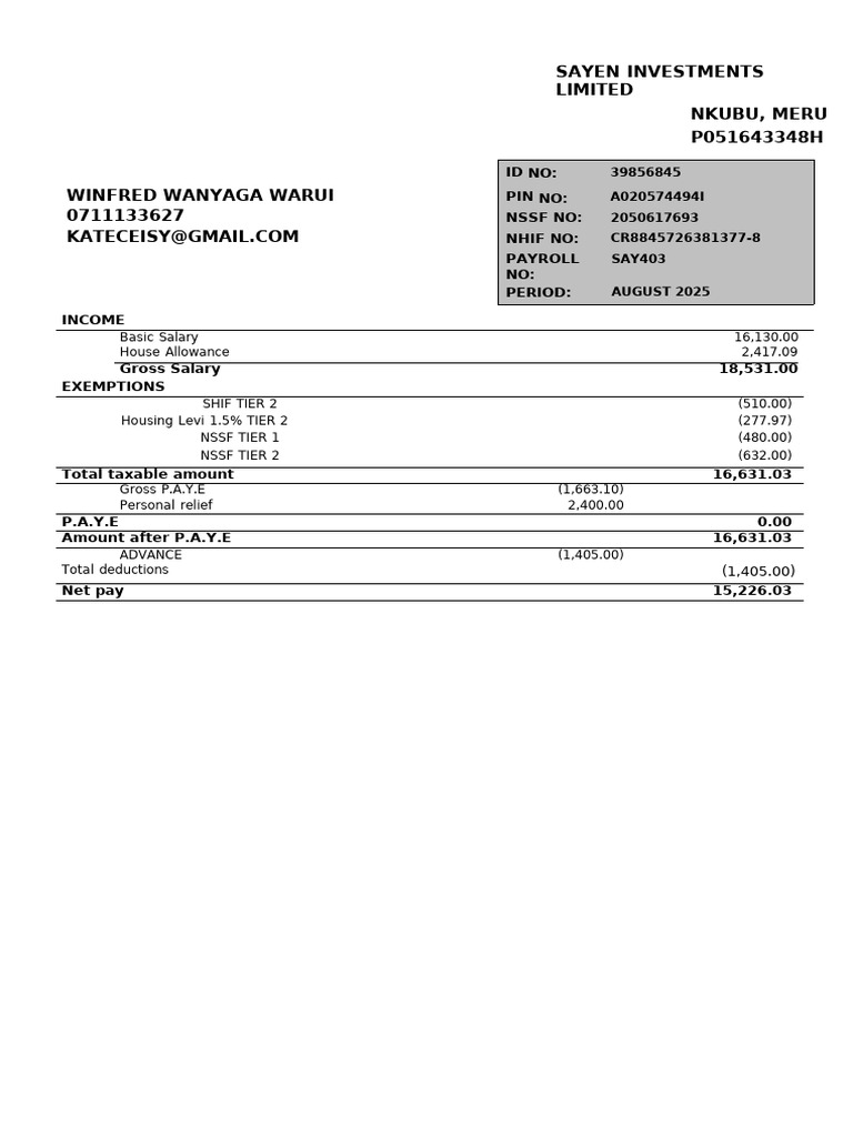 August 2025 Payroll Summary Report | PDF