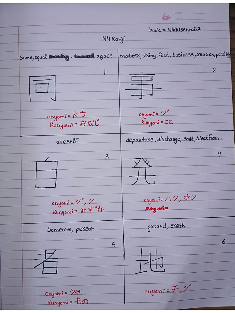 N4 Kanji Notes | PDF