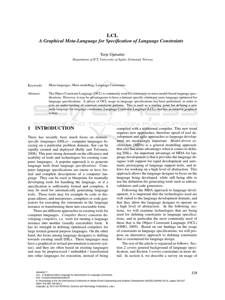 LCL: Graphical Meta-Language for Constraints | PDF | Unified Modeling ...