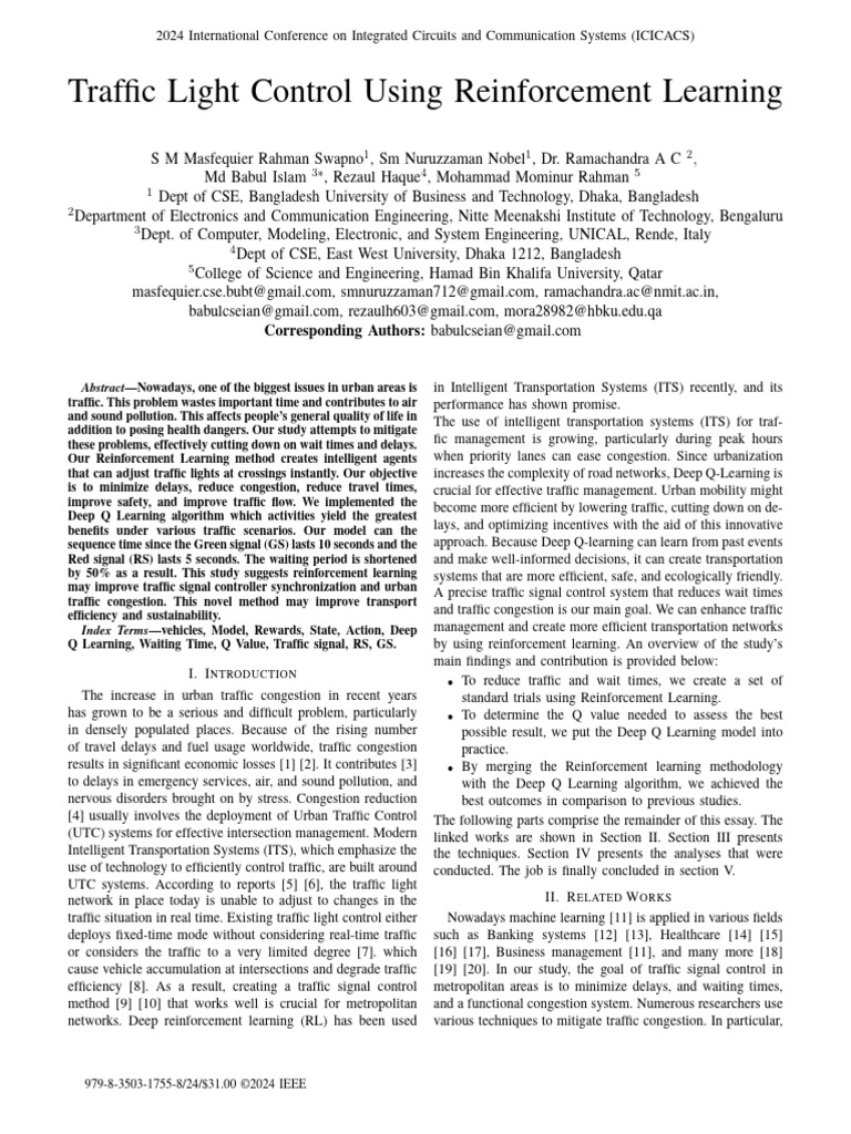 280 Traffic Light Control Using Reinforcement Learning | PDF | Traffic ...