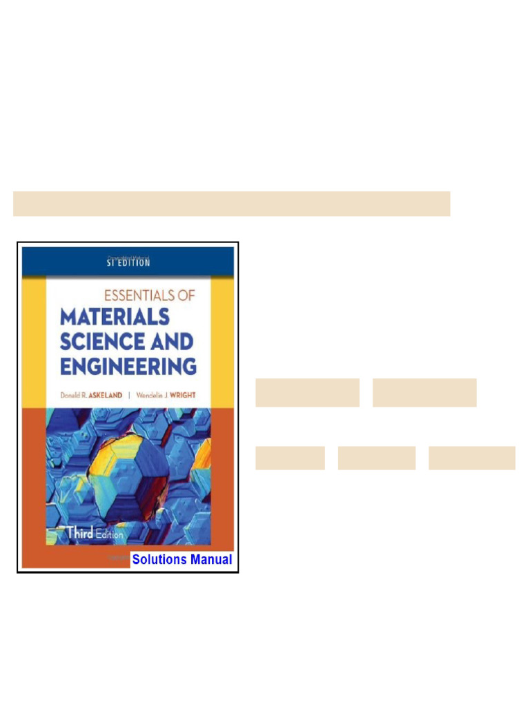 Essentials of Materials Science and Engineering SI Edition 3rd Edition ...