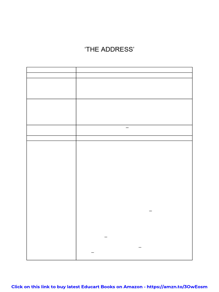 Class XII Lesson Plan: The Address | PDF | Behavioural Sciences ...