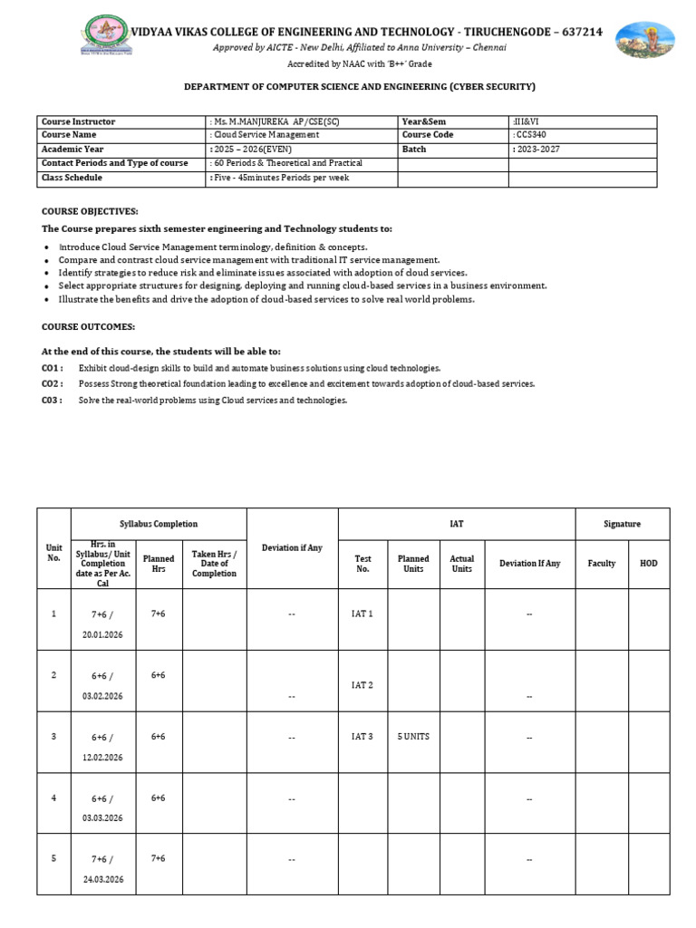 Cloud Service Management Course Overview | PDF | Cloud Computing ...
