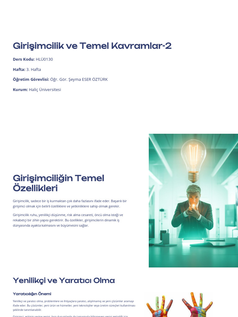 Hafta Girisimcilik Ve Temel Kavramlar 2 | PDF