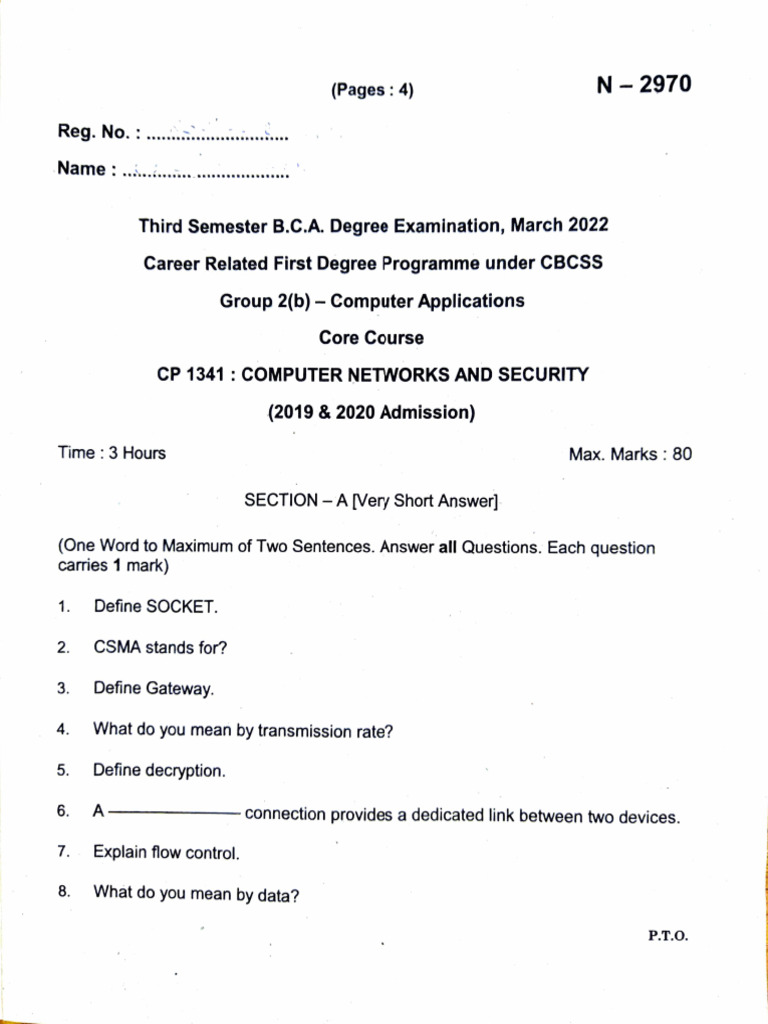 Computer Networks and Security Exam Guide | PDF | Computer Network ...